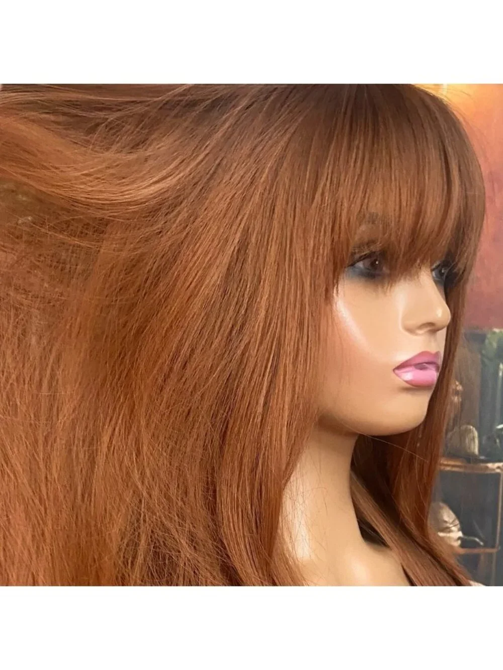 BACK IN Long ginger redhead wig with bangs